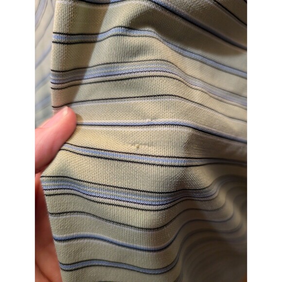Tehama Golf Polo Shirt Men's XXL Green &Blue Striped Hang'Em Dry Moisture System - Picture 4 of 12